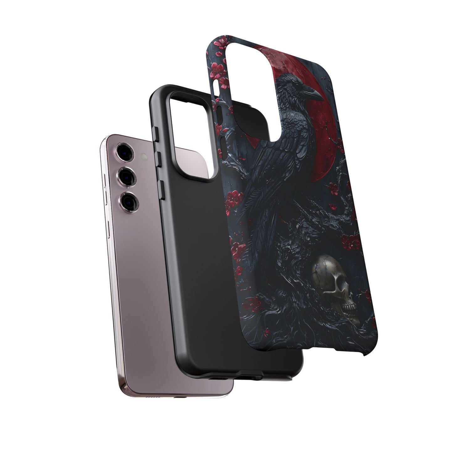 Gothic Sculpture Of Raven On Charcoal Tree Branch phone case design