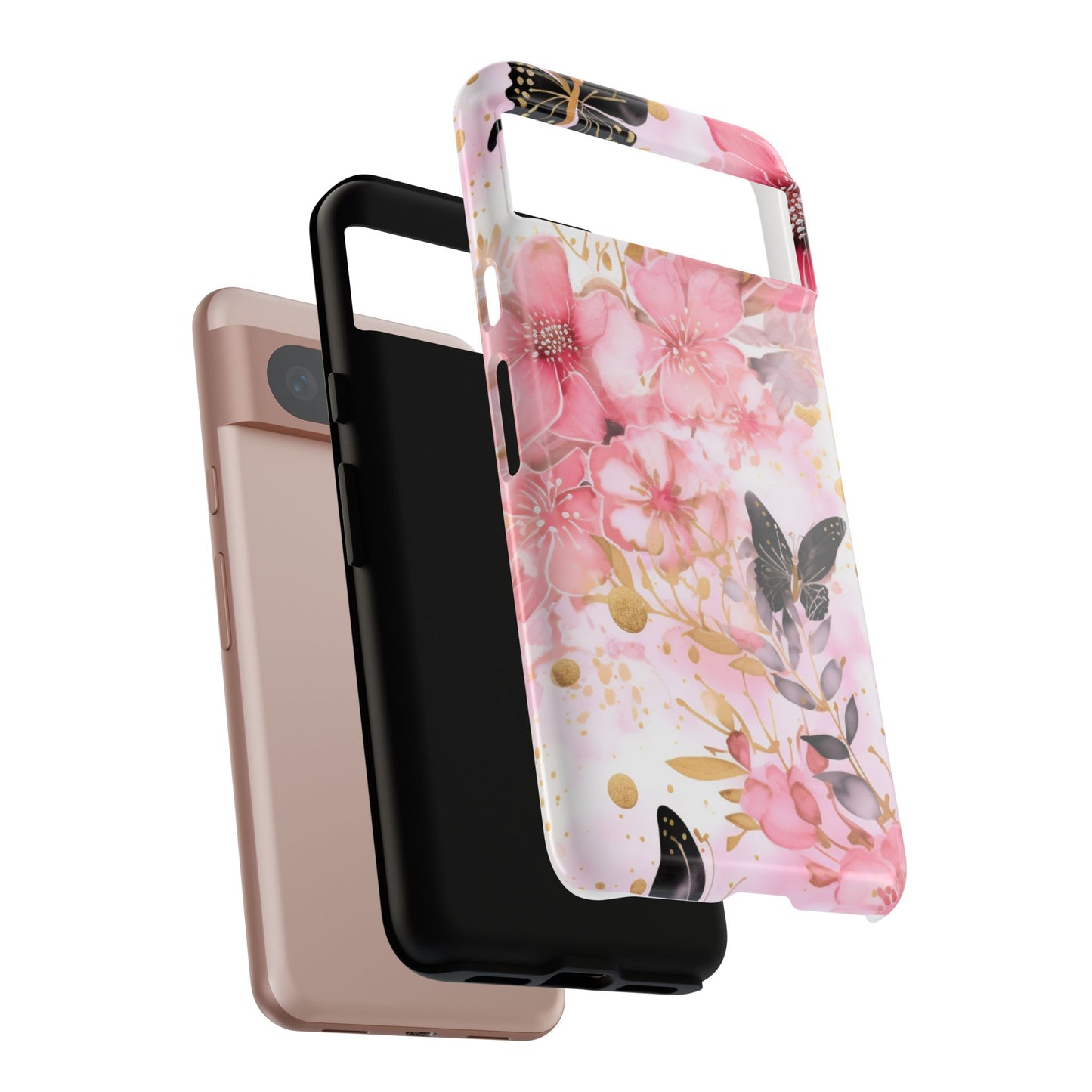 Pink Blossom & Gold Butterfly Mobile Case