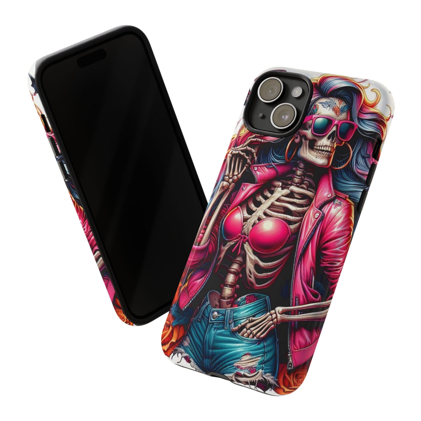 Neon Bones – Retro Skeleton & Vibrant Punk Aesthetic Mobile Cover