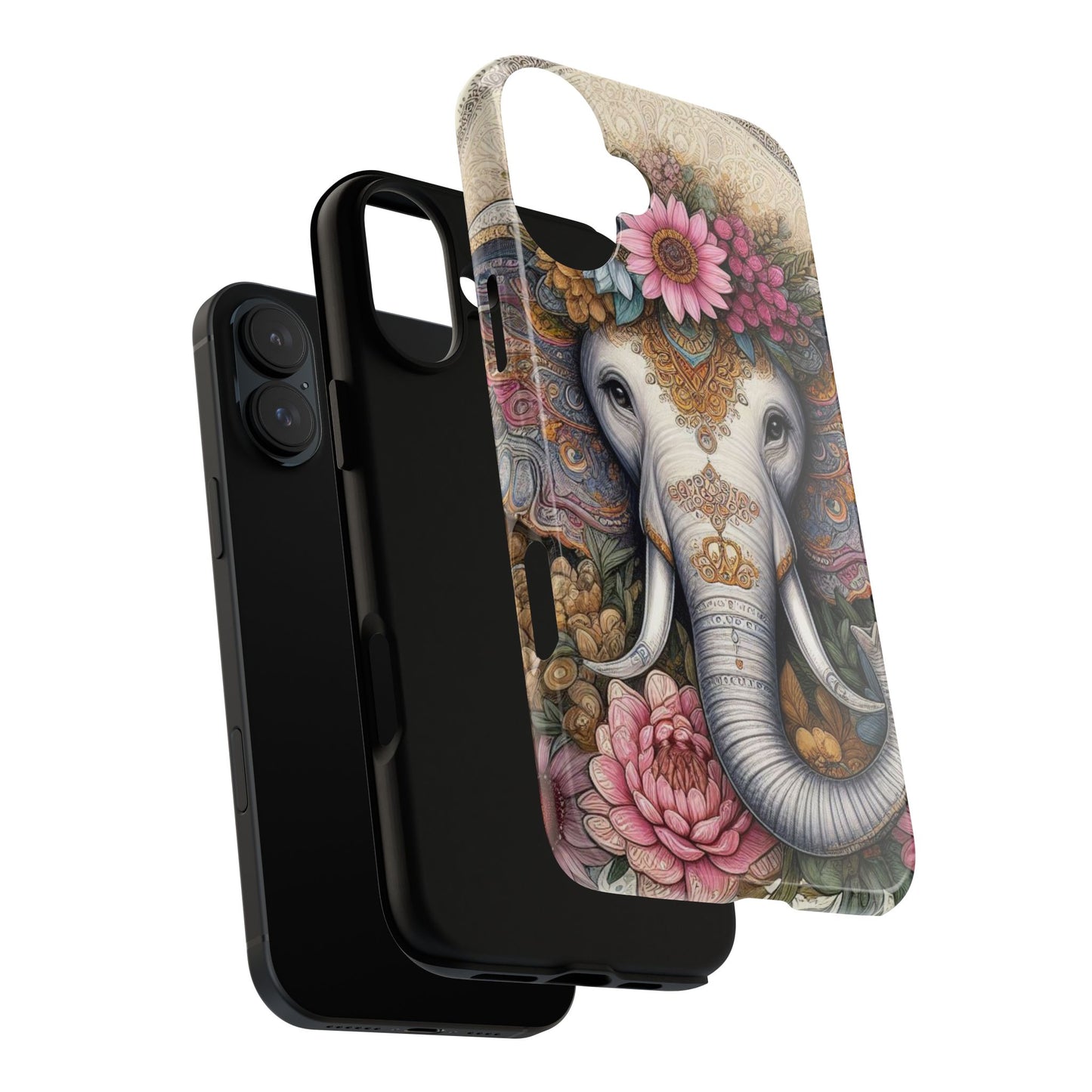 Elegant Floral Elephant Mobile Cover – Royal Mandala Art
