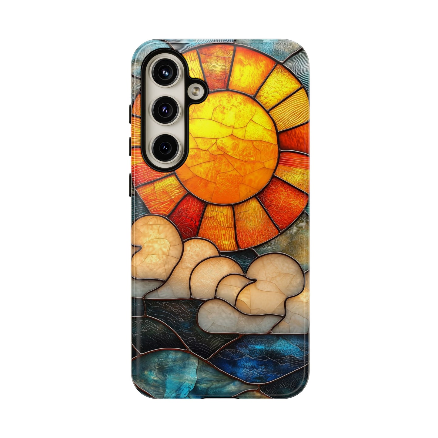 Modern Stained Glass Phone Case – Warm Tones & Abstract Landscape for iPhone, Samsung & Pixel