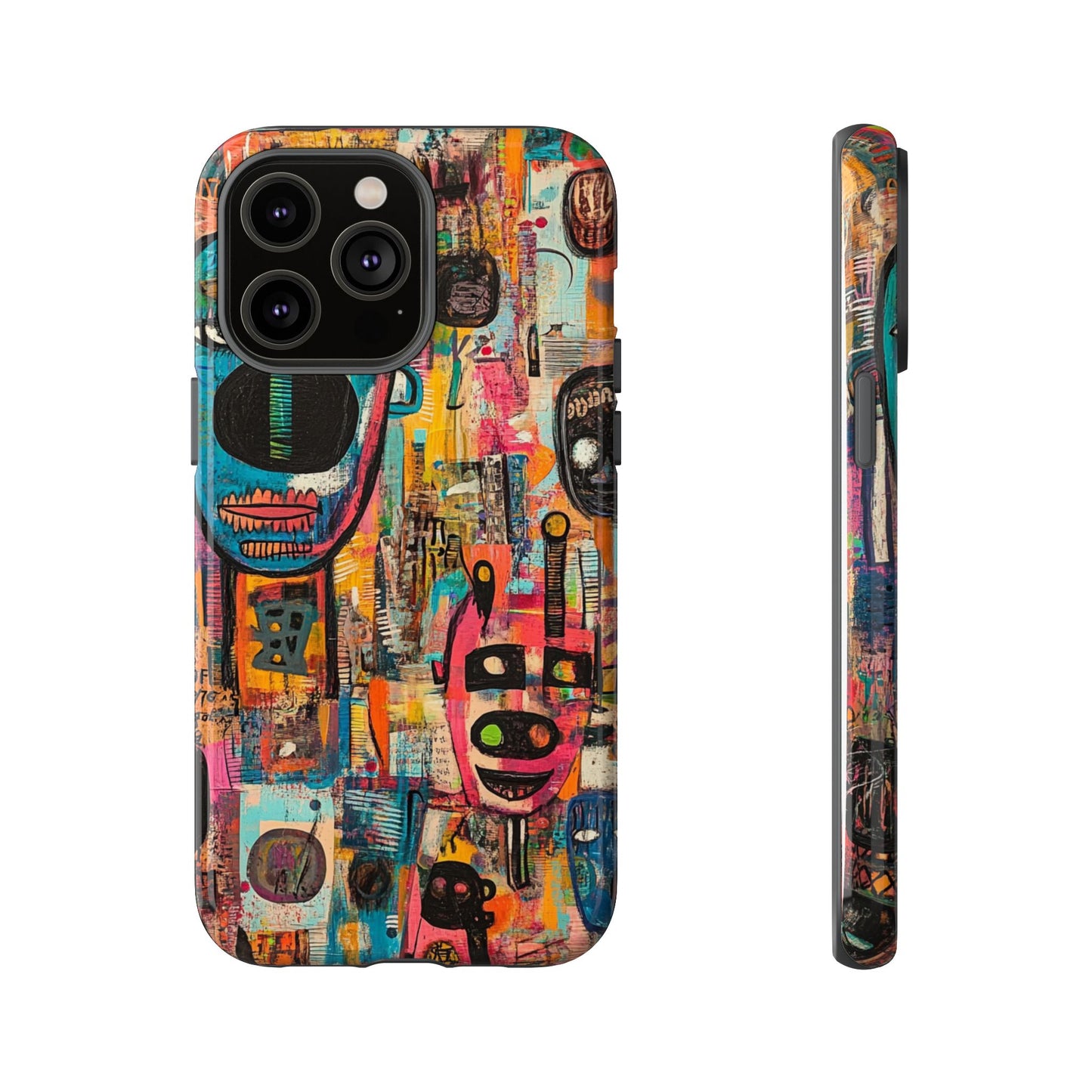 Abstract Basquiat Phone Case – Artistic Phone Protector – Bold, Graffiti-Inspired Street Art Cover - iPhone, Samsung & Google Pixel Cover - Artistic Painting Case, Art Lover Gift