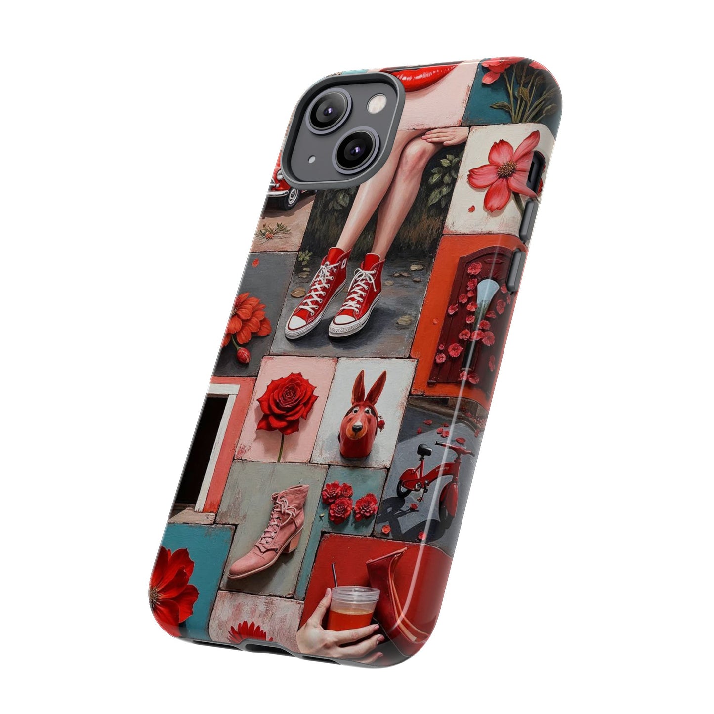 Red Sneakers & Roses Collage Phone Case