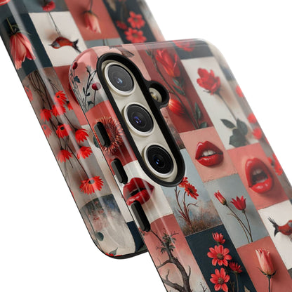 Red Flowers & Lips Collage Phone Case