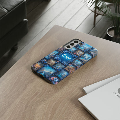 Blue Floral Love Frame Phone Case