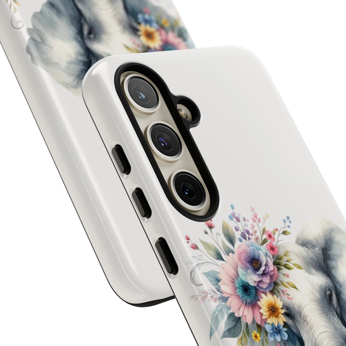 Floral Elephant Mobile Cover – Elegant Watercolor Art