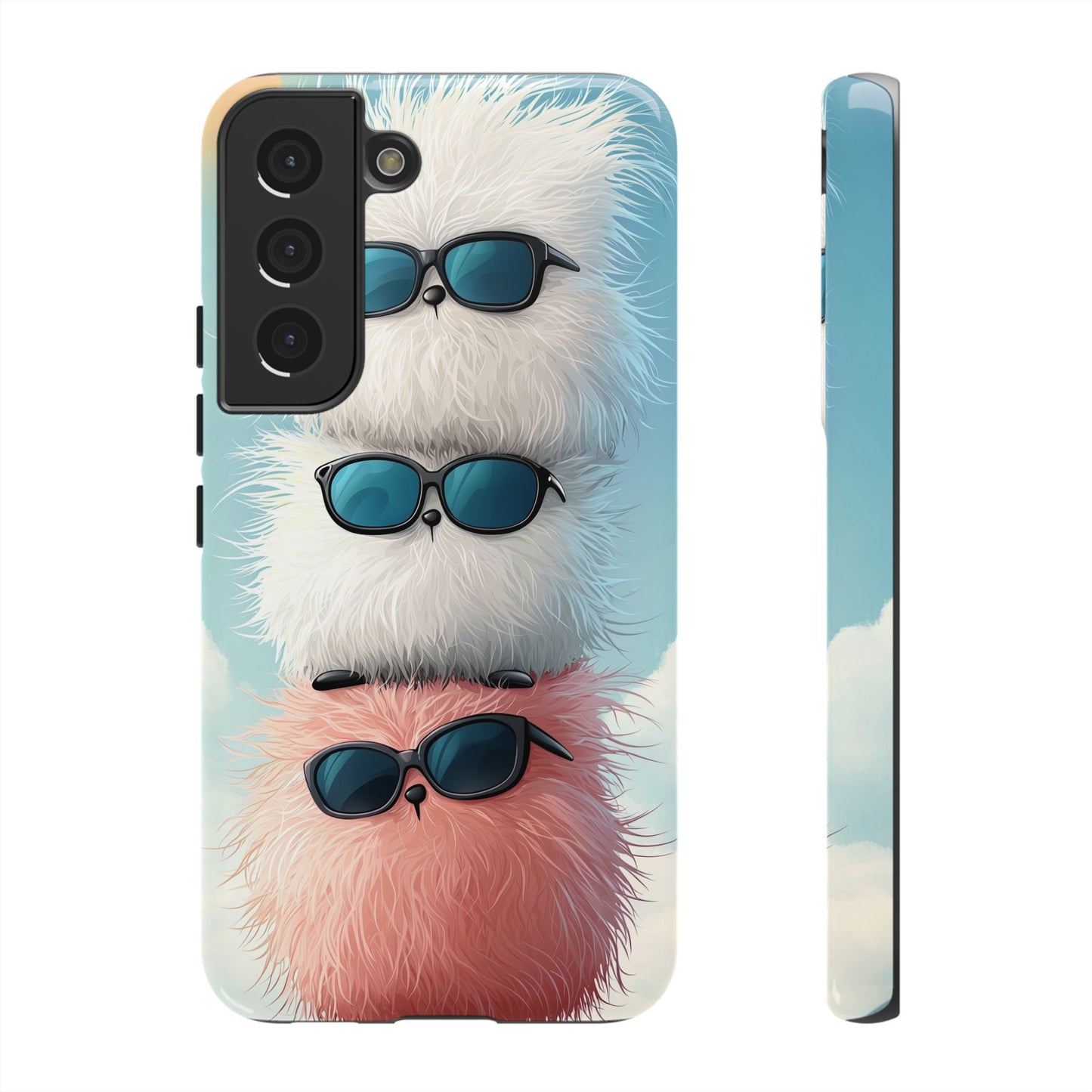 Fluffy Stack Anime Phone Case – Cute Kawaii Furry Creatures with Sunglasses, iPhone, Samsung & Google Pixel Case