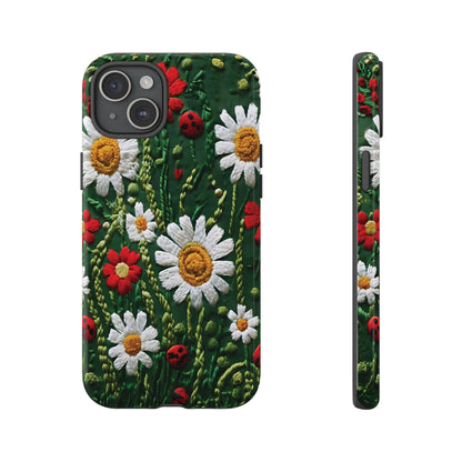 Knitted Pattern With Diamonds And Festive Motifs On Navy phone case design.
