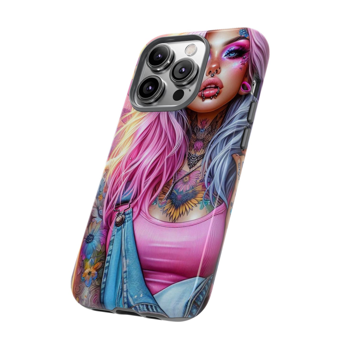 Sunset Glow – Pastel Punk & Floral Ink Mobile Cover