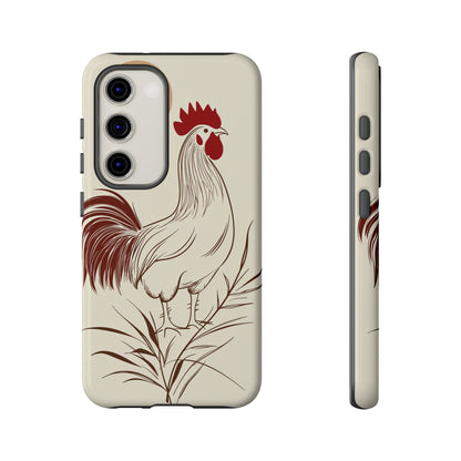 Golden Dawn Rooster: Minimalist Farmstead Charm Case for iPhone, Samsung & Pixel