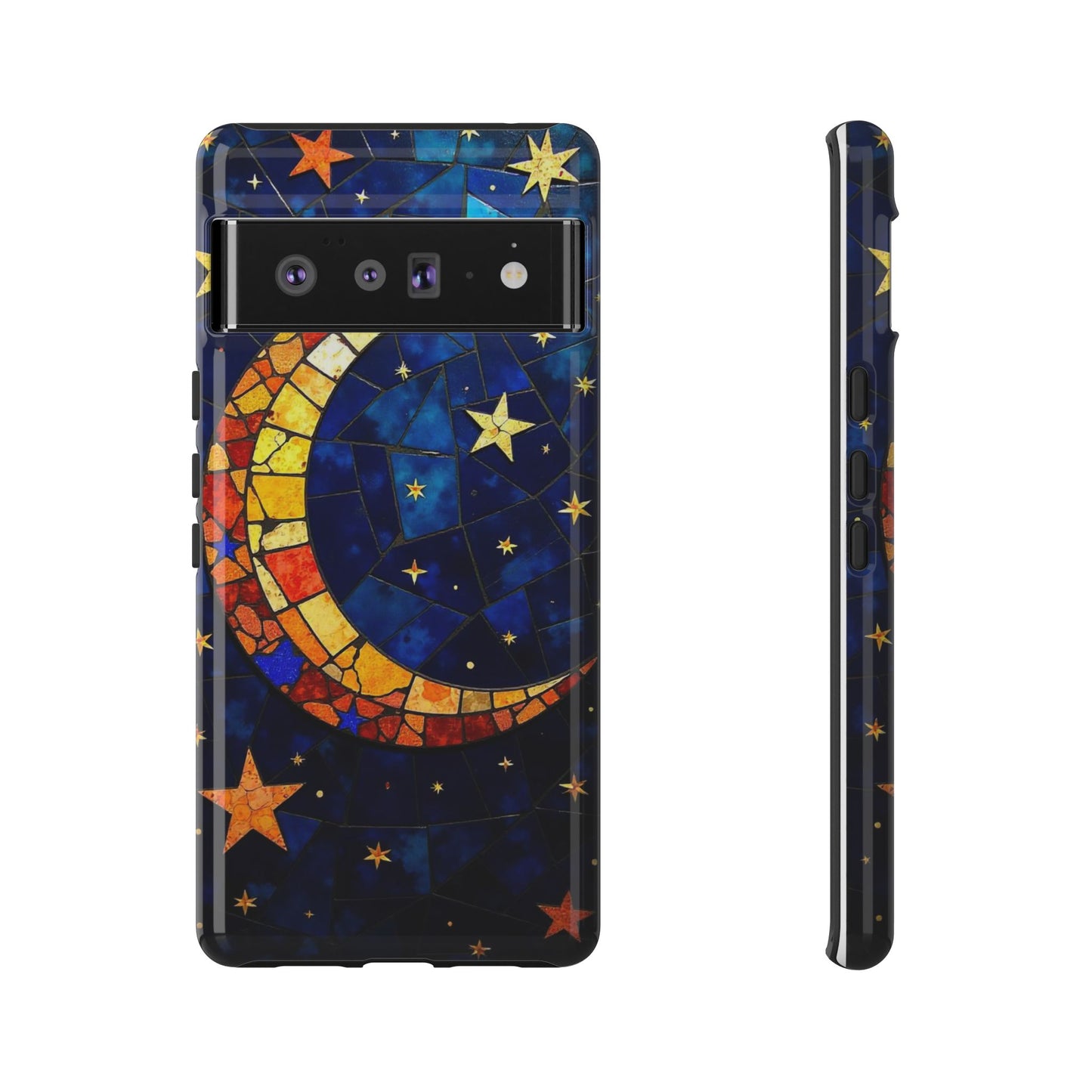 Celestial Crescent: Vibrant Moon and Stars Phone Case
