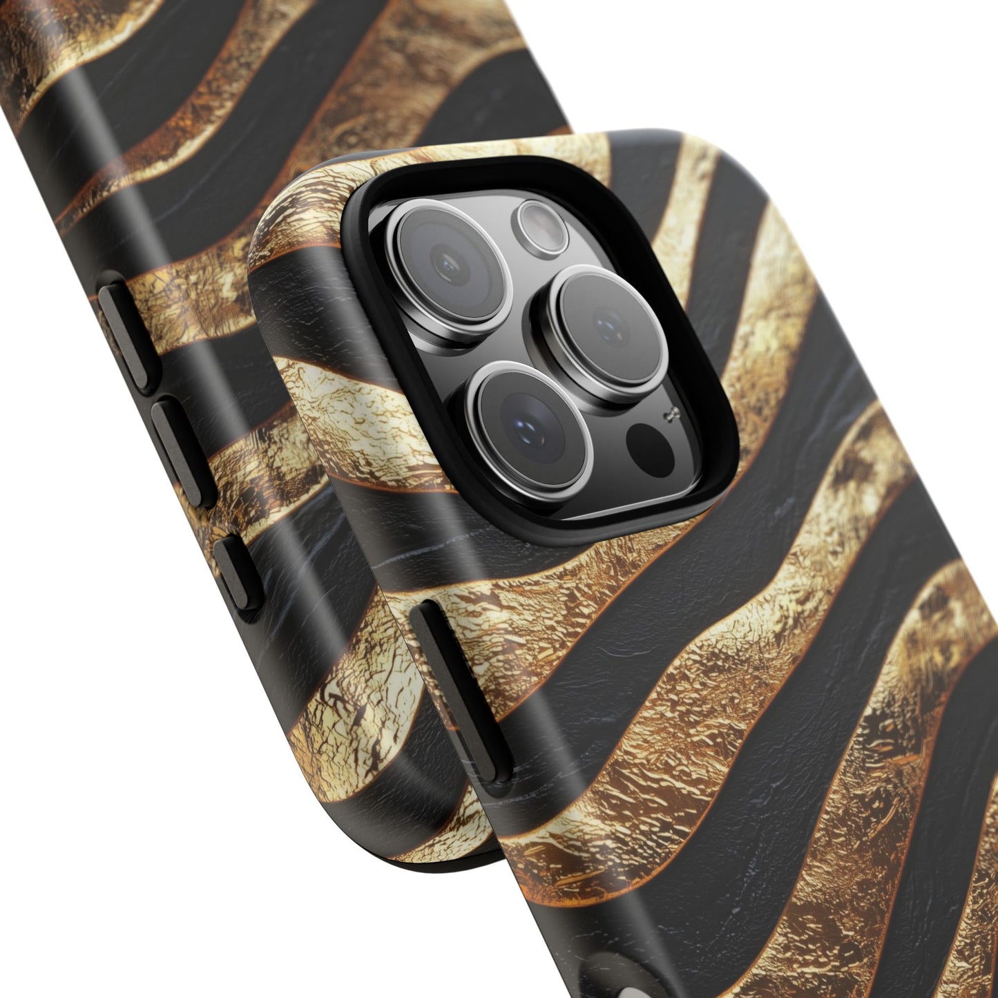 Luxury Black & Gold Zebra Stripes Phone Case for iPhone, Samsung & Google Pixel