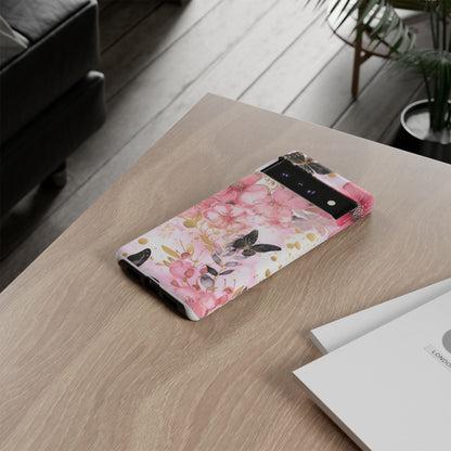 Pink Blossom & Gold Butterfly Mobile Case