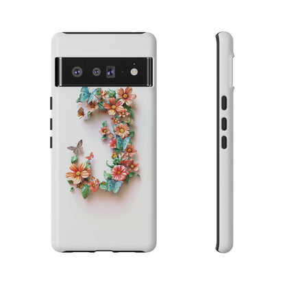 Floral Letter J Phone Case – Personalized Aesthetic Cover for iPhone, Samsung & Google Pixel