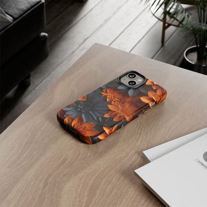 Orange & Black 3D Floral Mobile Case