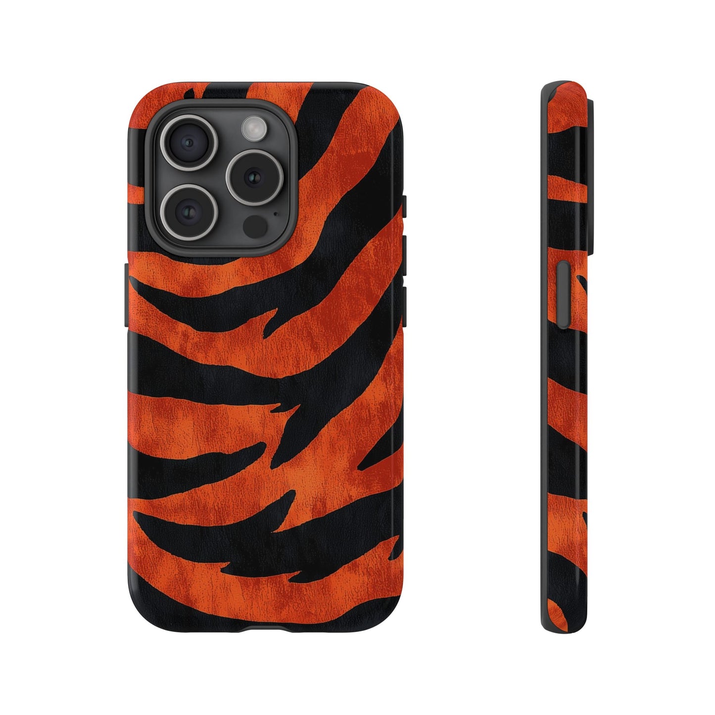 Fiery Orange & Black Tiger Stripes Phone Case for iPhone, Samsung & Google Pixel