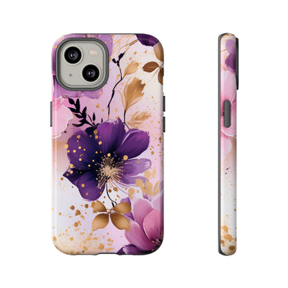 Luxury Purple & Gold Floral Aesthetic Mobile Case