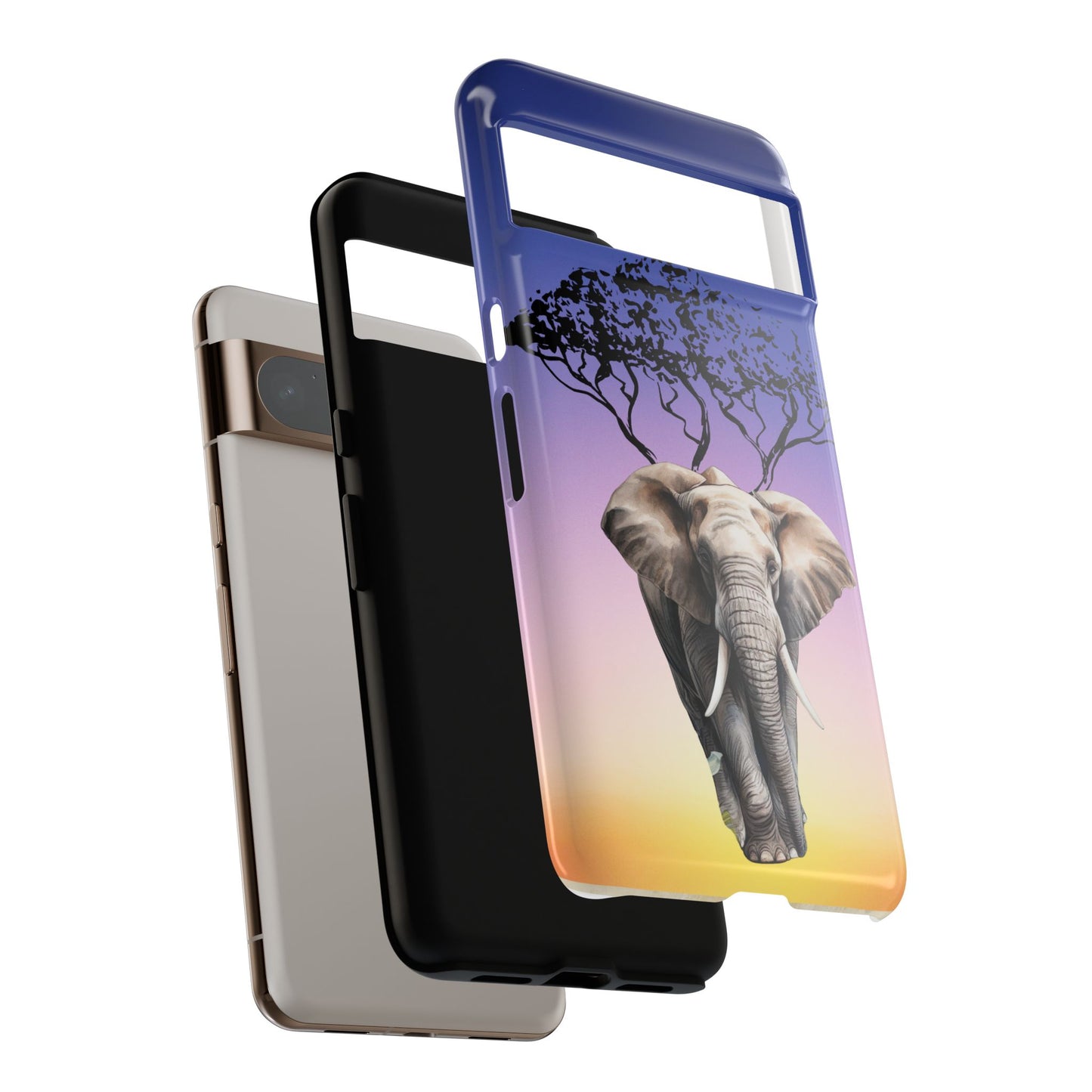 Surreal Elephant Tree Mobile Cover – Dreamy Sunset Fantasy