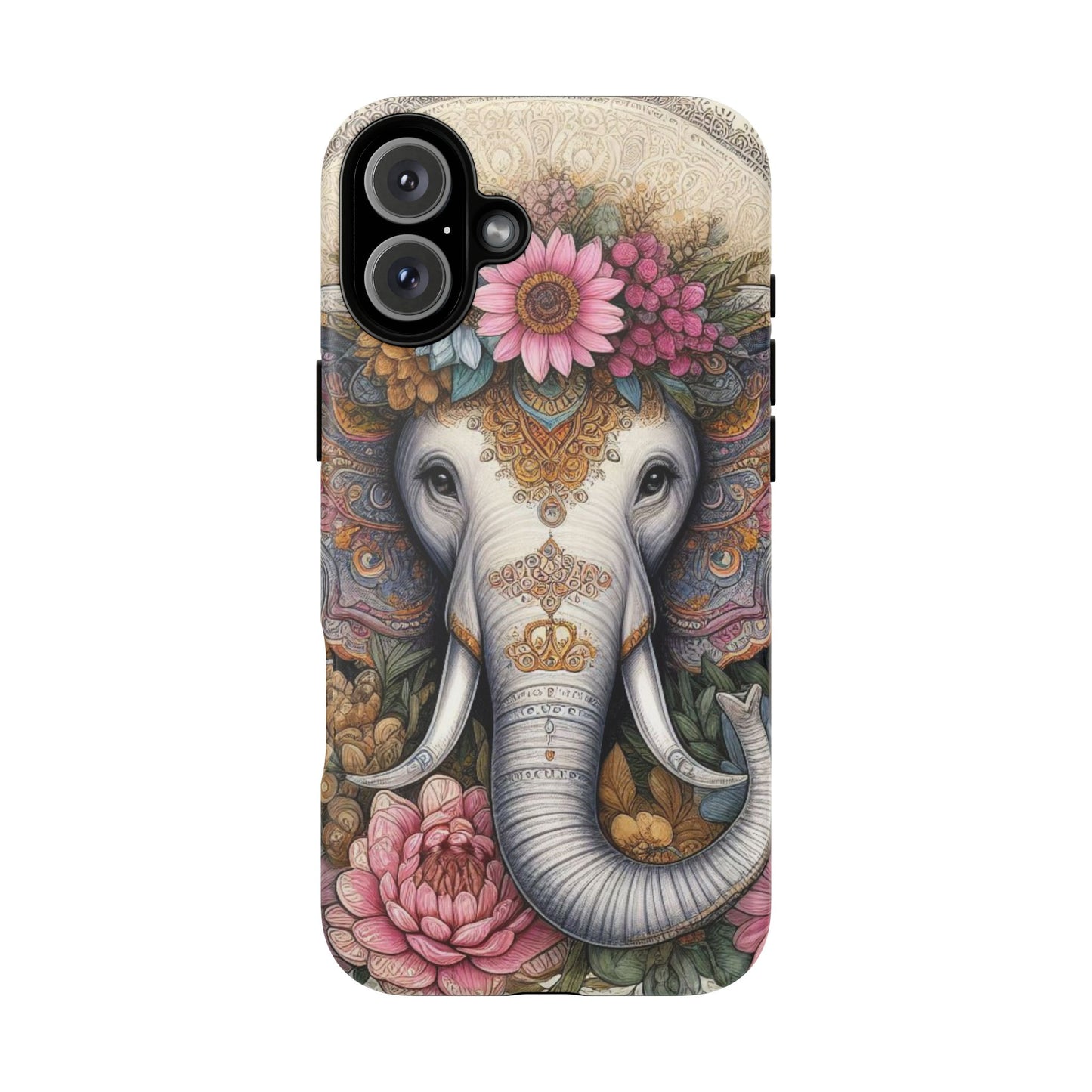 Elegant Floral Elephant Mobile Cover – Royal Mandala Art