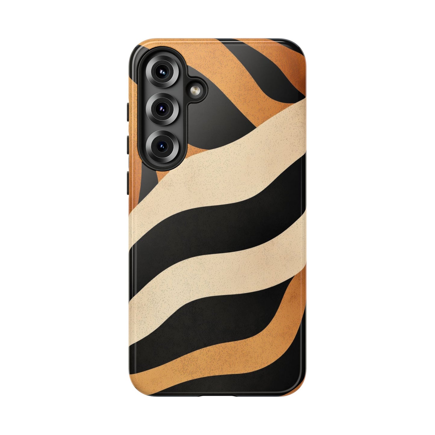 Bold Tiger Stripes Phone Case – Black, Orange & Cream Perfect for iPhone, Samsung & Google Pixel