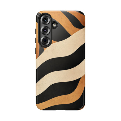 Bold Tiger Stripes Phone Case – Black, Orange & Cream Perfect for iPhone, Samsung & Google Pixel