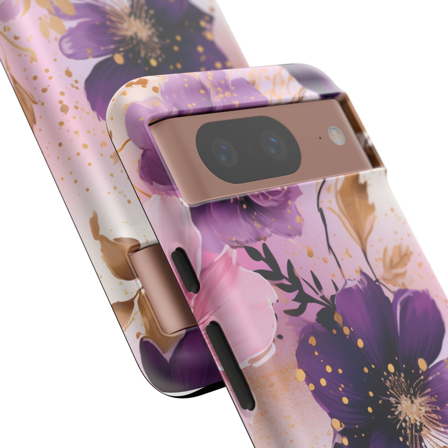 Luxury Purple & Gold Floral Aesthetic Mobile Case