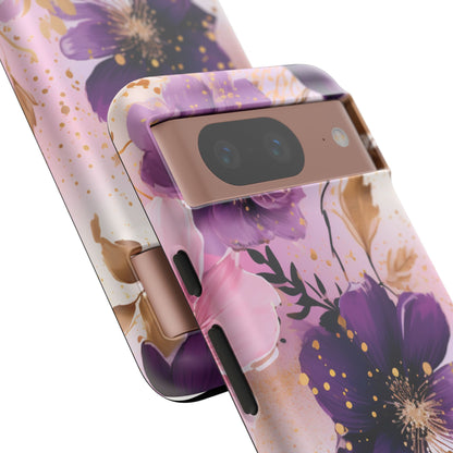 Luxury Purple & Gold Floral Aesthetic Mobile Case