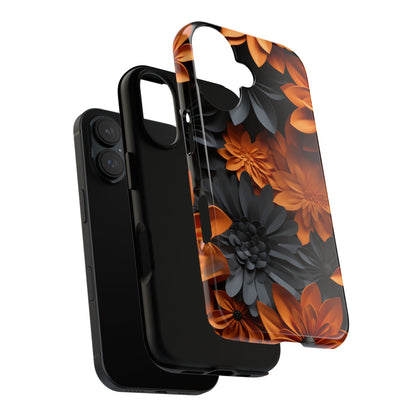 Orange & Black 3D Floral Mobile Case