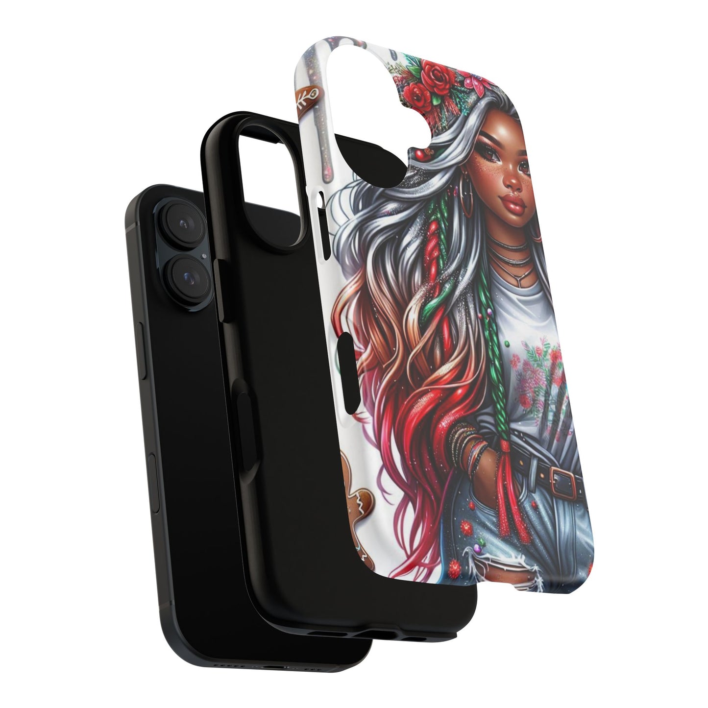 Festive Boho Queen – Holiday Glow & Candy Cane Braids Mobile Cover