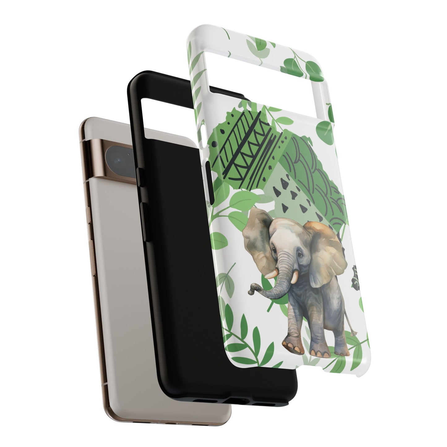 Playful Baby Elephant Mobile Cover – Tropical Boho Art