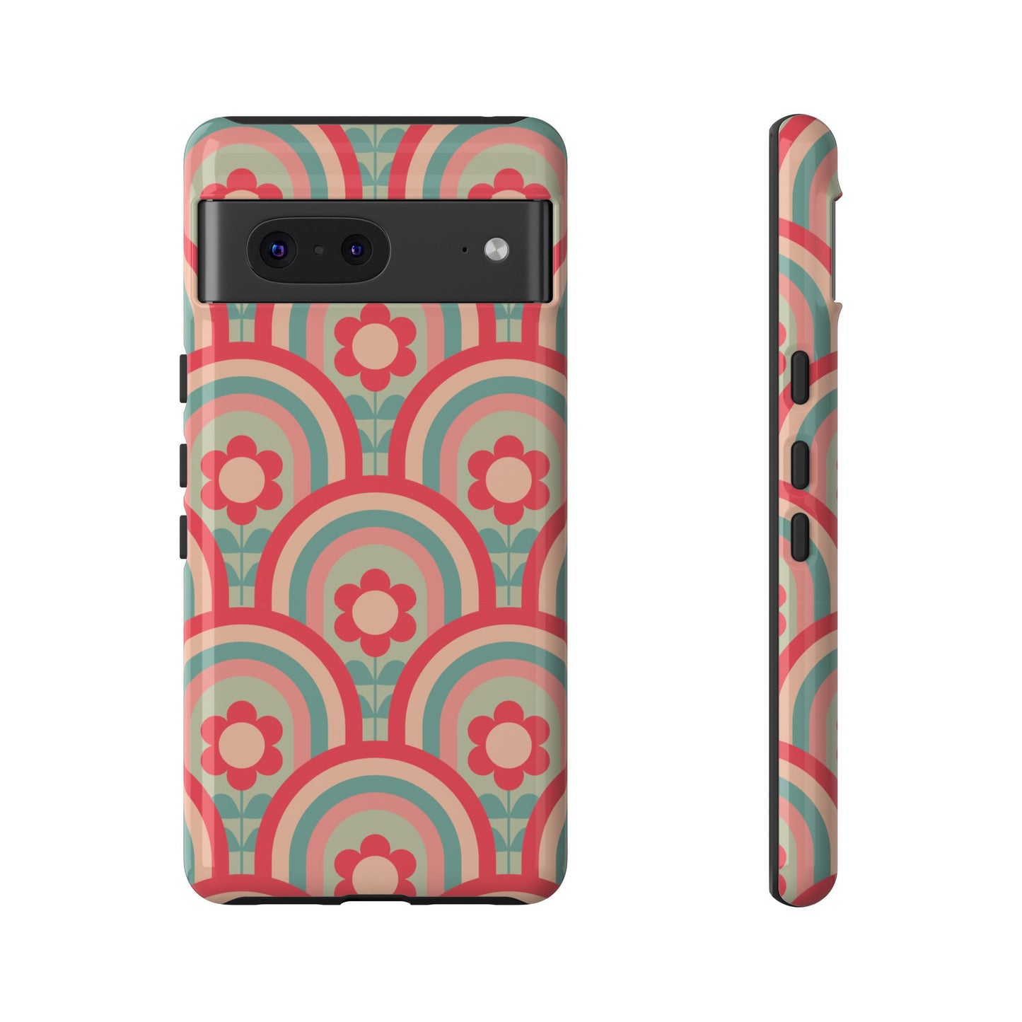 Retro Floral Rainbow Phone Case – Vintage Aesthetic for iPhone, Samsung & Google Pixel