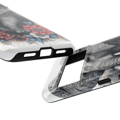 Mandala Elephant Mobile Cover – Elegant Black & White Floral Art
