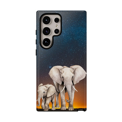 Starry Safari Elephant Family Mobile Cover – Cosmic Wildlife Aesthetic