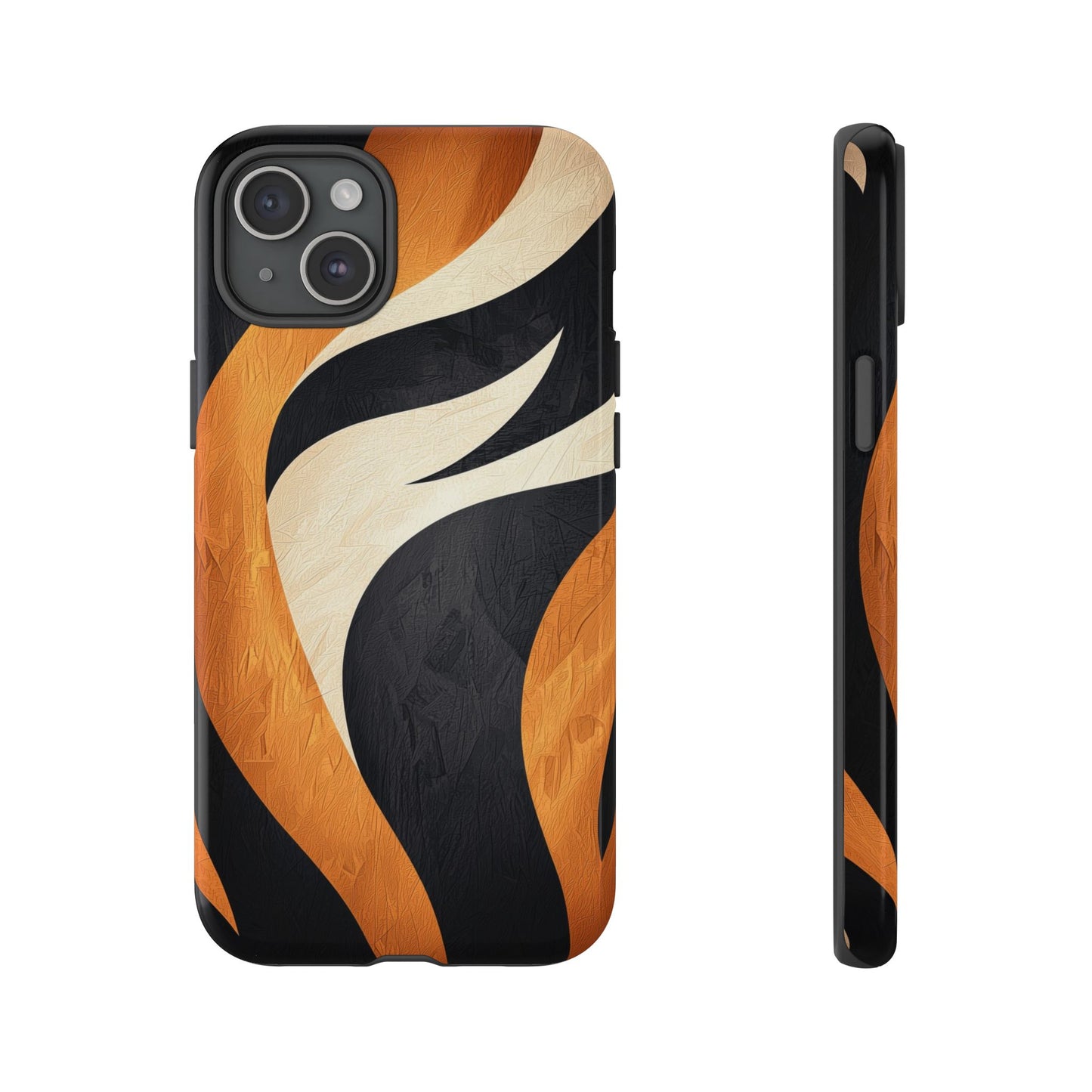 Bold Tiger Stripes Phone Case – Black, Orange & Cream for iPhone, Samsung & Google Pixel