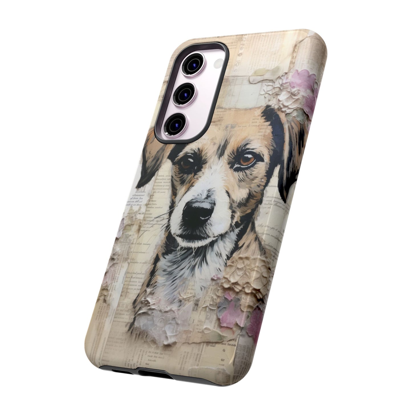 Vintage Collage Dog Portrait Mobile Cover – Artistic Mixed Media Design