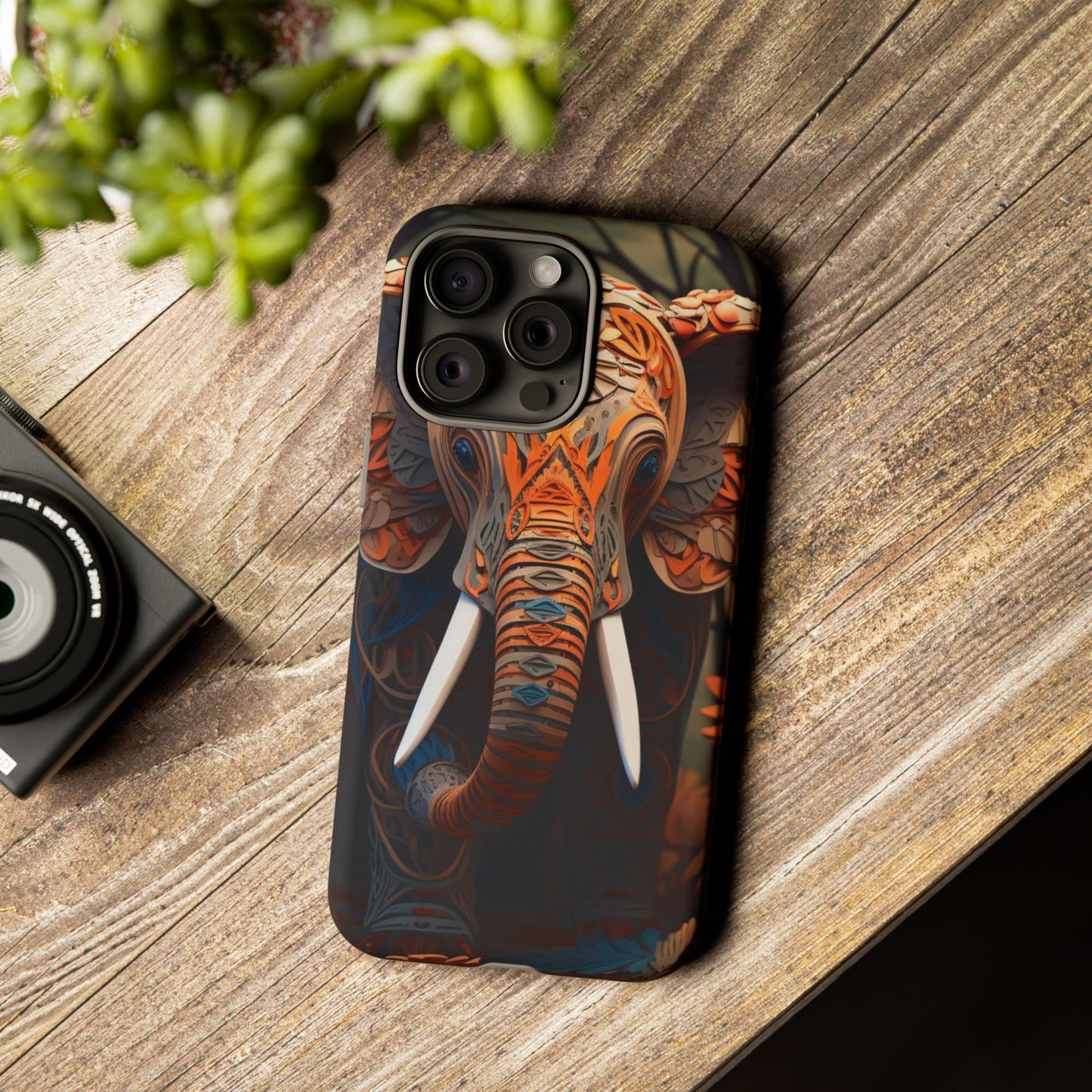 Elegant Artistic Elephant Mobile Cover – Intricate Paper-Cut Design