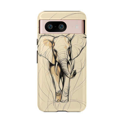 Majestic March: Dynamic Elephant Line Art  Phone Case for iPhone, Samsung & Pixel