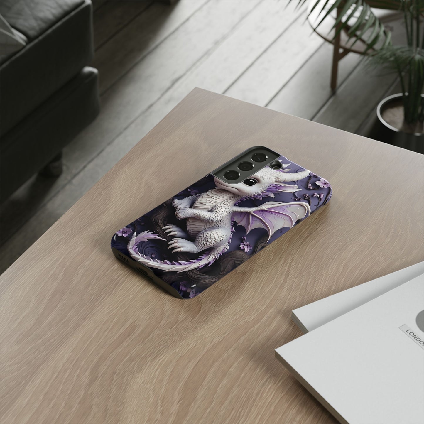 Charming Young Dragon on a Branch Phone Case Design