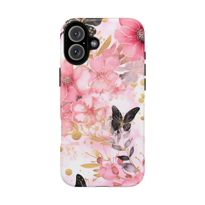 Pink Blossom & Gold Butterfly Mobile Case