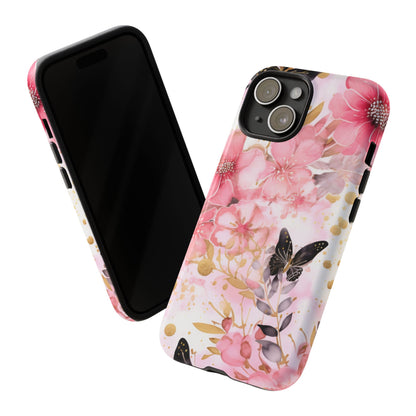 Pink Blossom & Gold Butterfly Mobile Case