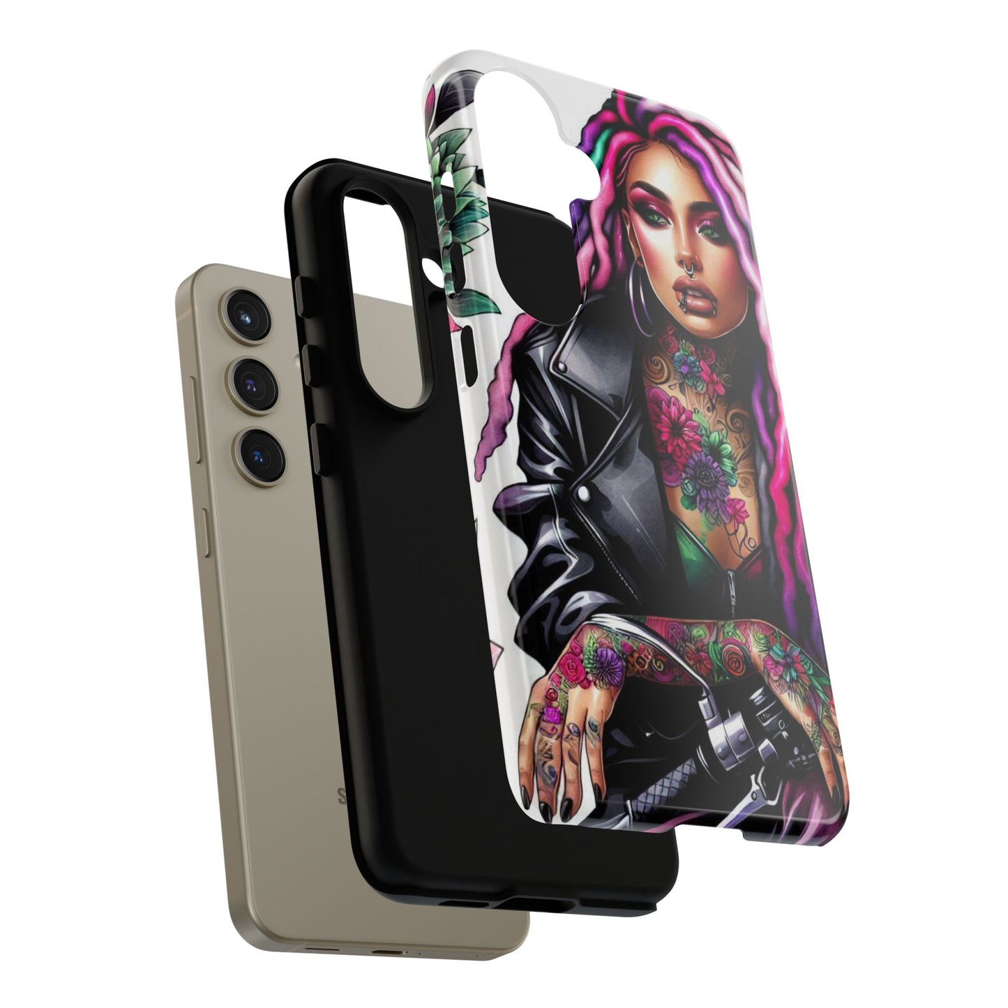 Neon Rebel – Vibrant Biker Queen Mobile Cover