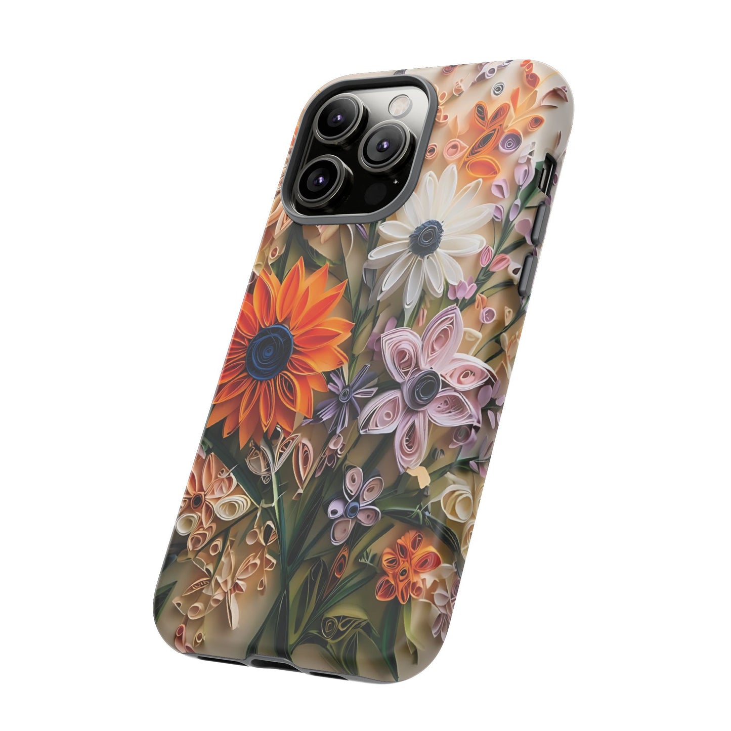 Intricate Quilled Floral Artwork In Vibrant Colors phone case design.