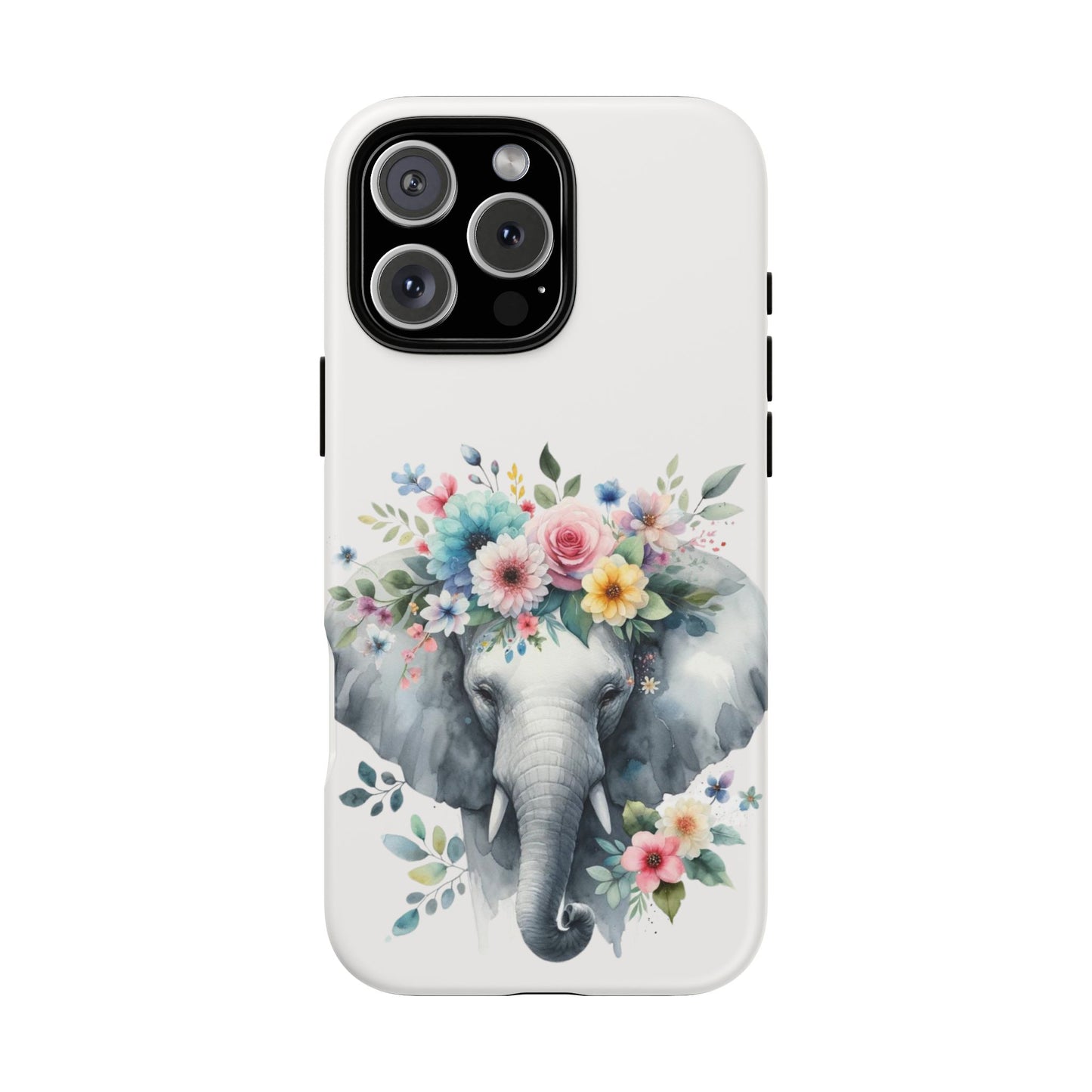 Floral Crown Elephant Mobile Cover – Elegant Watercolor Art