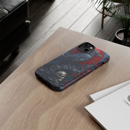Gothic Sculpture Of Raven On Charcoal Tree Branch phone case design