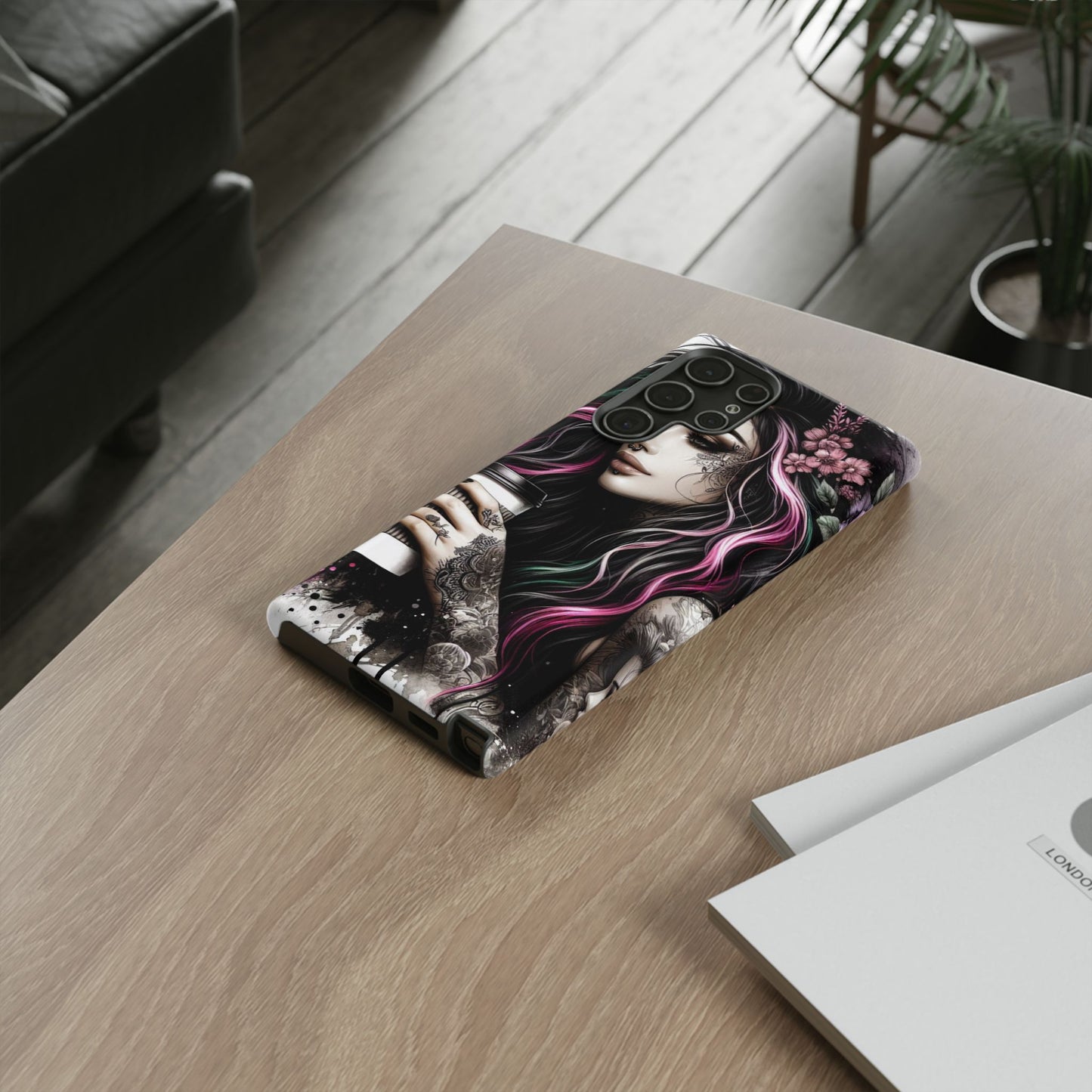 Tattooed Serenity – Gothic Coffee Lover Mobile Cover