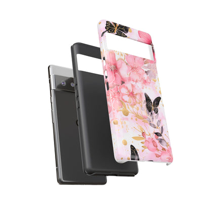 Pink Blossom & Gold Butterfly Mobile Case