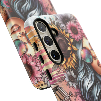 Retro Boho Wanderer – Sunflower Hippie Van Mobile Cover