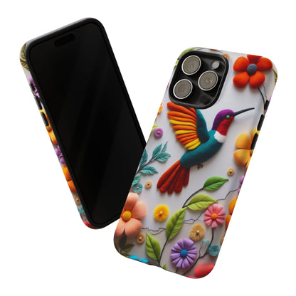 Embroidered Hummingbird with Floral Design | Nature's Elegant Stitch | iPhone 16 Pro