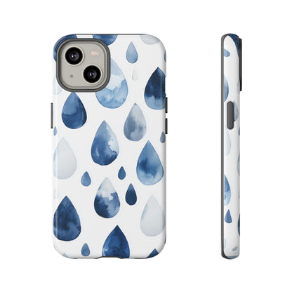 Indigo Rain Drops Watercolor Phone Case for iPhone, google Pixel & Samsung