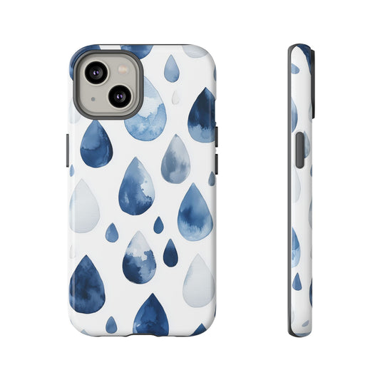 Indigo Rain Drops Watercolor Phone Case for iPhone, google Pixel & Samsung